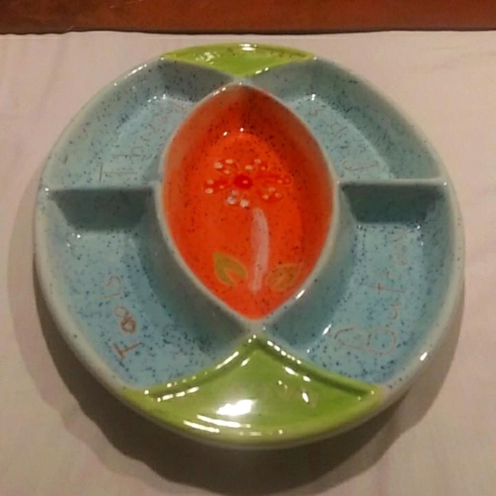 Sewing Themed Divided Platter Marked Italy